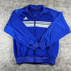 Vintage Adidas Track Jacket Men's Large Blue & Gray 3 Stripes Full Zip Pockets